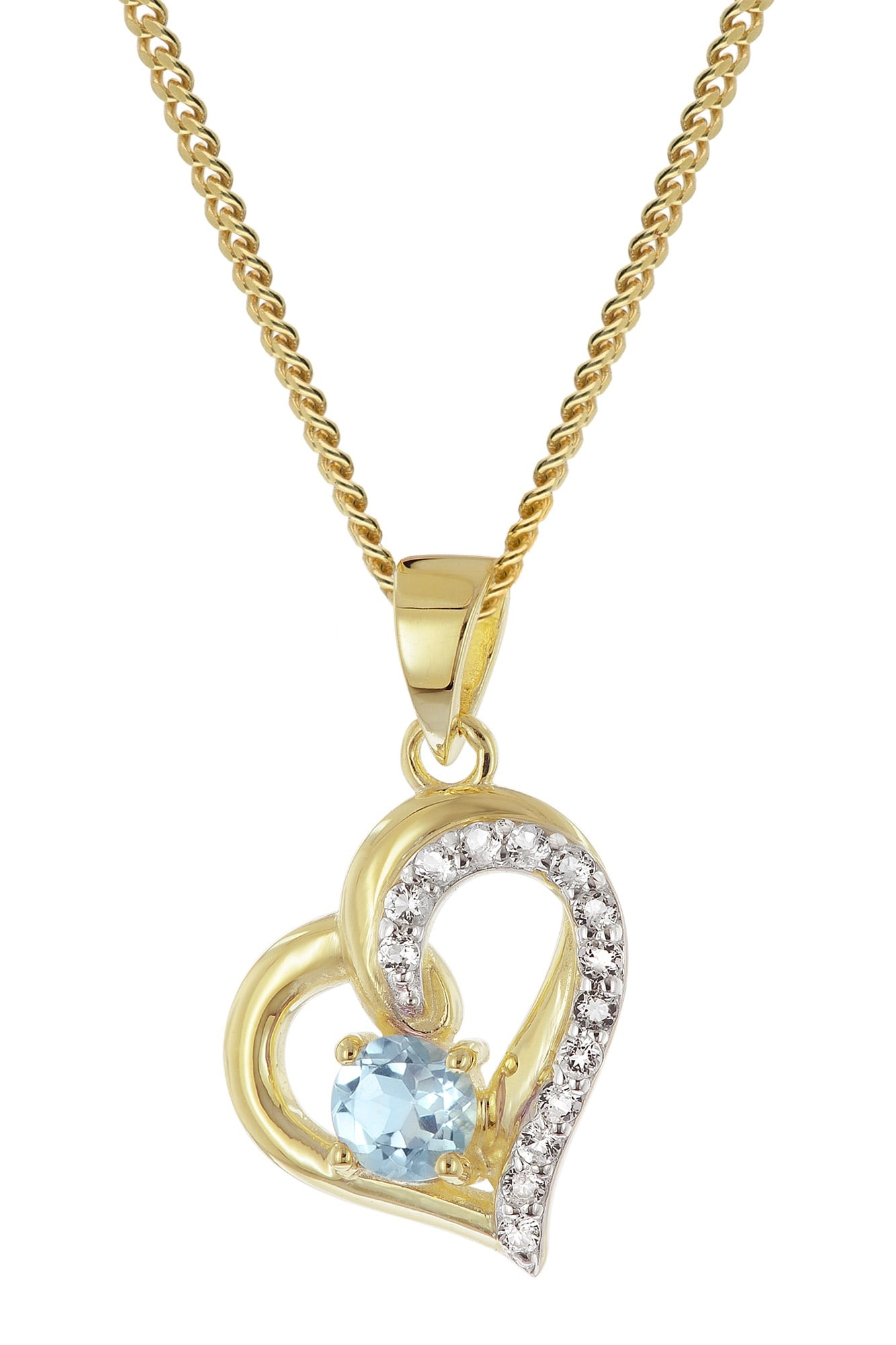 trendor 21196 Damen Herzanhänger 333 Gold mit Topas an vergoldeter Halskette