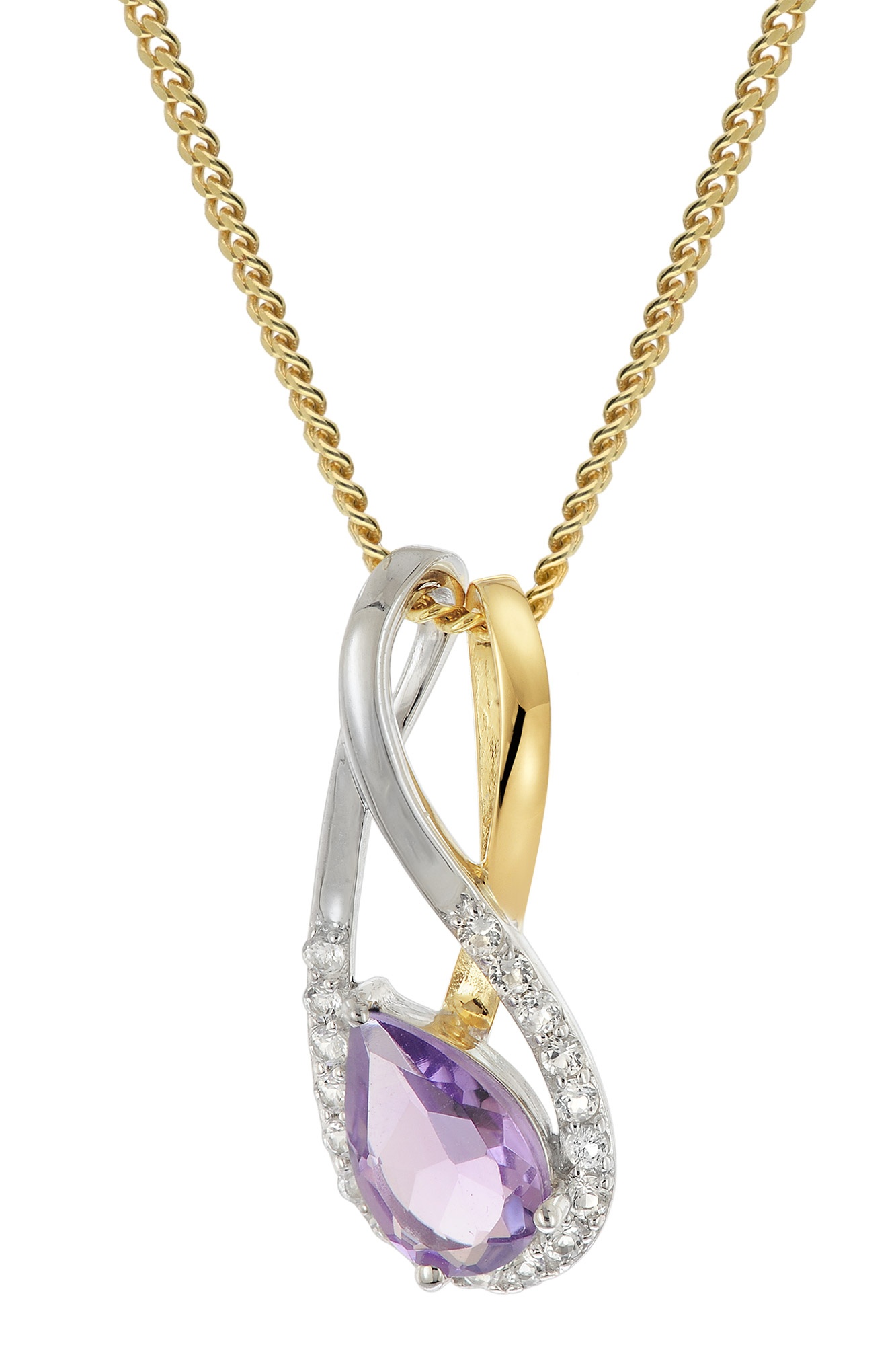 trendor 21198 Damen Gold-Anhänger 333 Bicolor Amethyst mit vergoldeter Kette