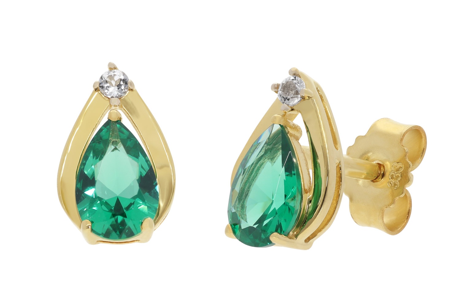 trendor 21185 Damen-Ohrringe Gold 333 / 8K Ohrstecker Smaragd