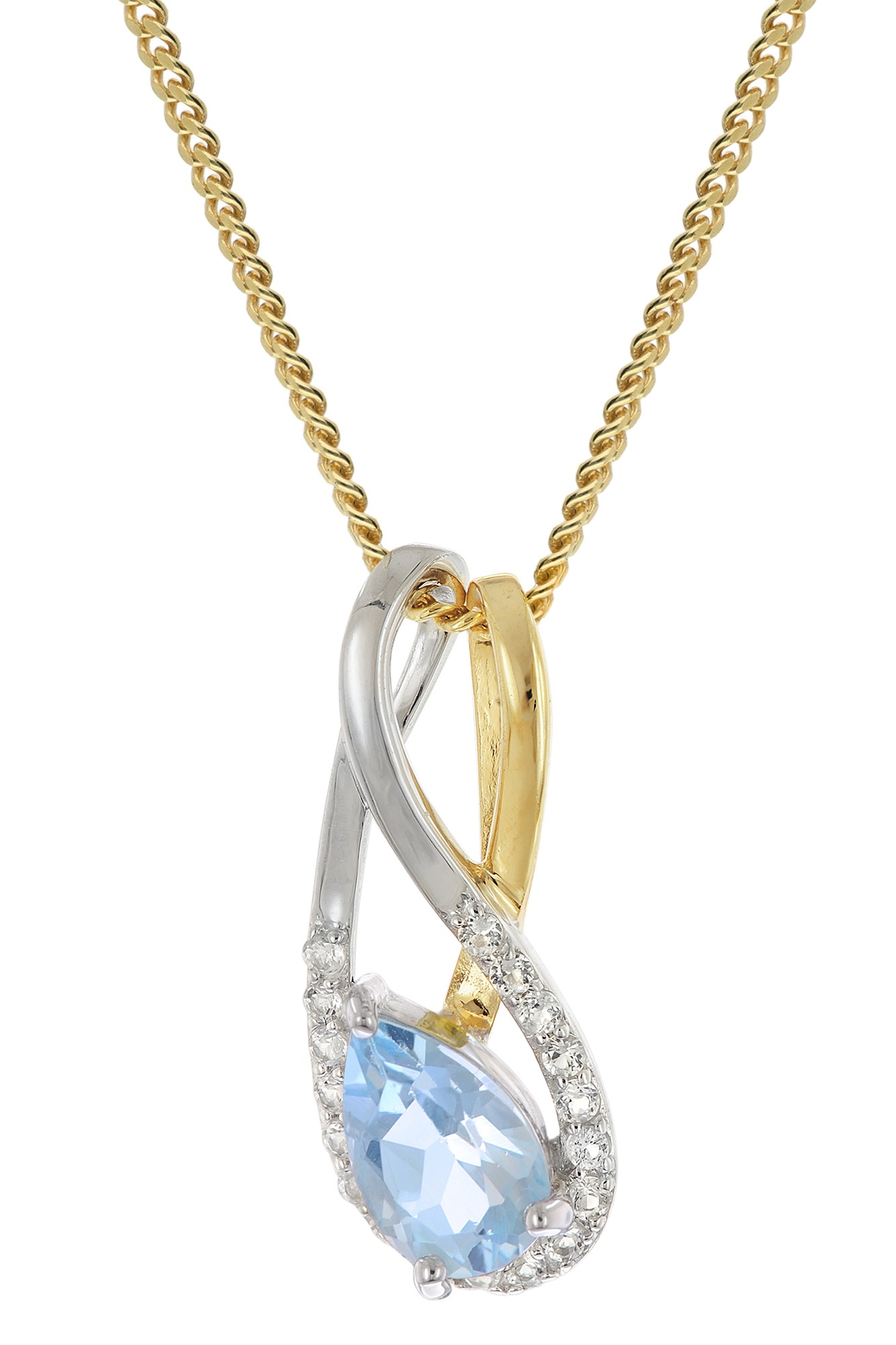 trendor 21199 Damen Gold-Anhänger 333 Bicolor Blautopas mit vergoldeter Kette