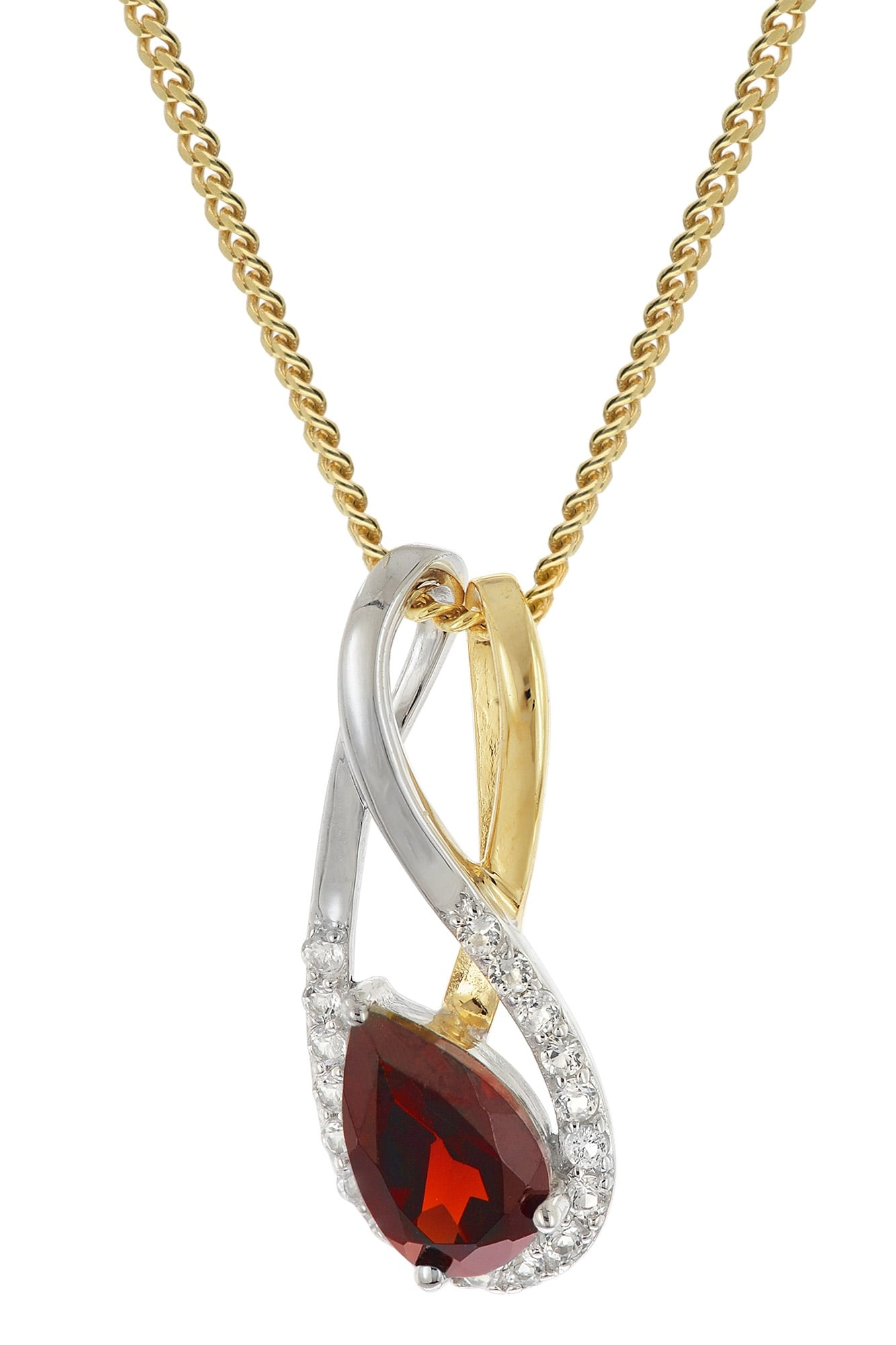 trendor 21201 Gold-Anhänger 333/8K mit Granat/Topas an vergoldeter Silberkette