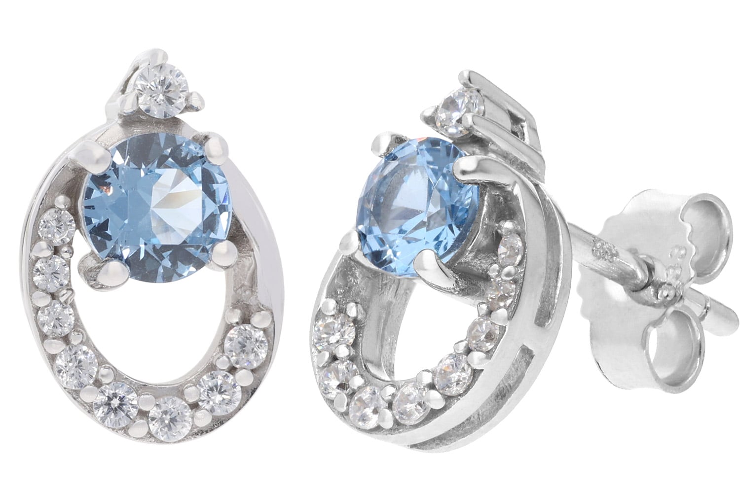 trendor 21184 Ohrringe Weißgold 333 Ohrstecker mit synthetischem Aquamarin