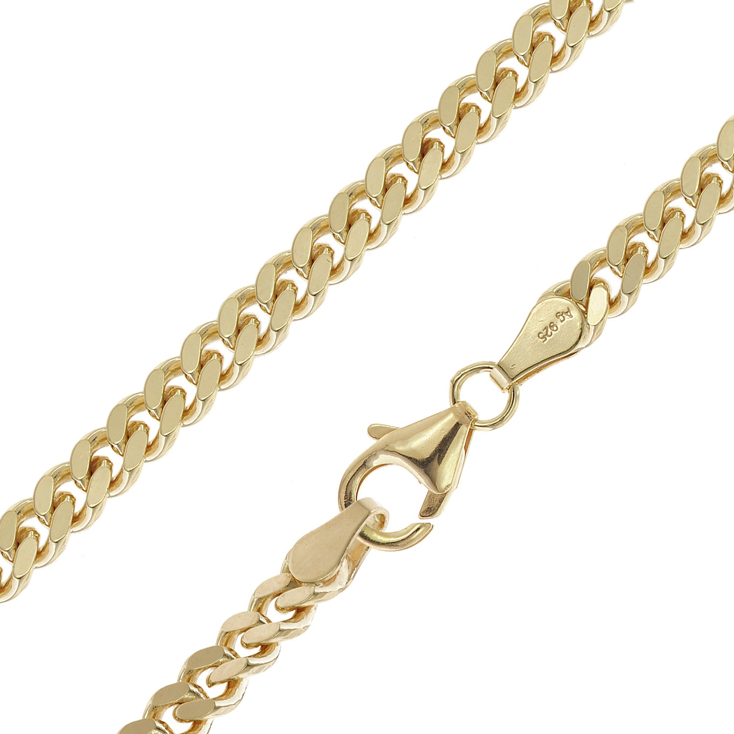 trendor 21034 Damen und Herren Halskette 925 Silber vergoldet Panzer 4,1 mm