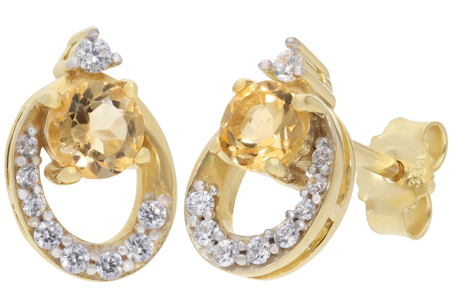 trendor 21181 Damen-Ohrringe Gold 333 / 8K Ohrstecker Citrin