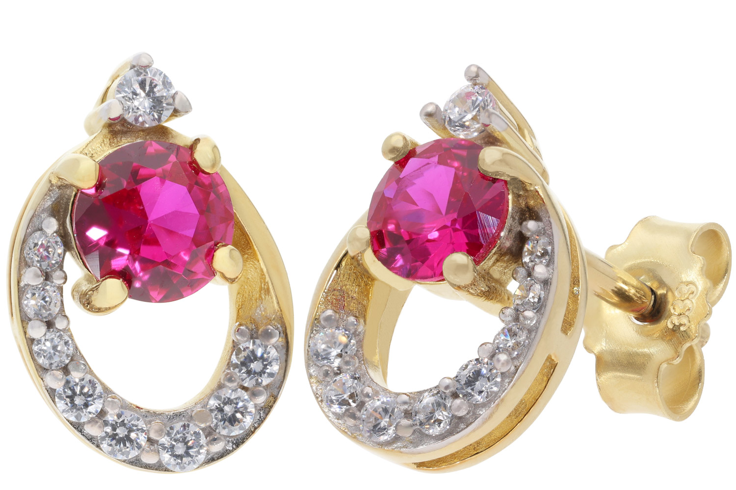 trendor 21183 Damen-Ohrringe Gold 333 / 8K Ohrstecker mit synthetischem Rubin