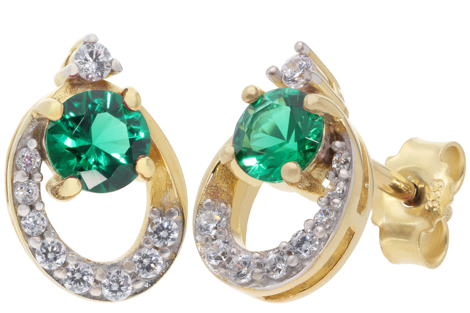 trendor 21182 Damen-Ohrringe Gold 333 / 8K Ohrstecker mit Smaragd