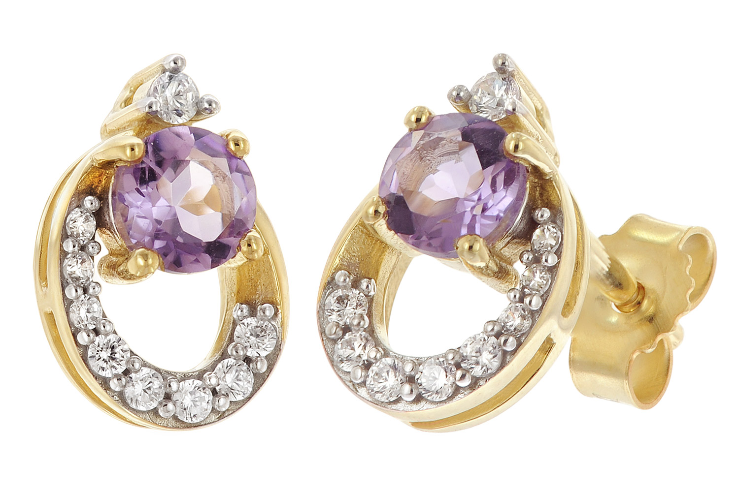 trendor 21180 Damen-Ohrringe Gold 333 / 8K Ohrstecker mit Amethyst