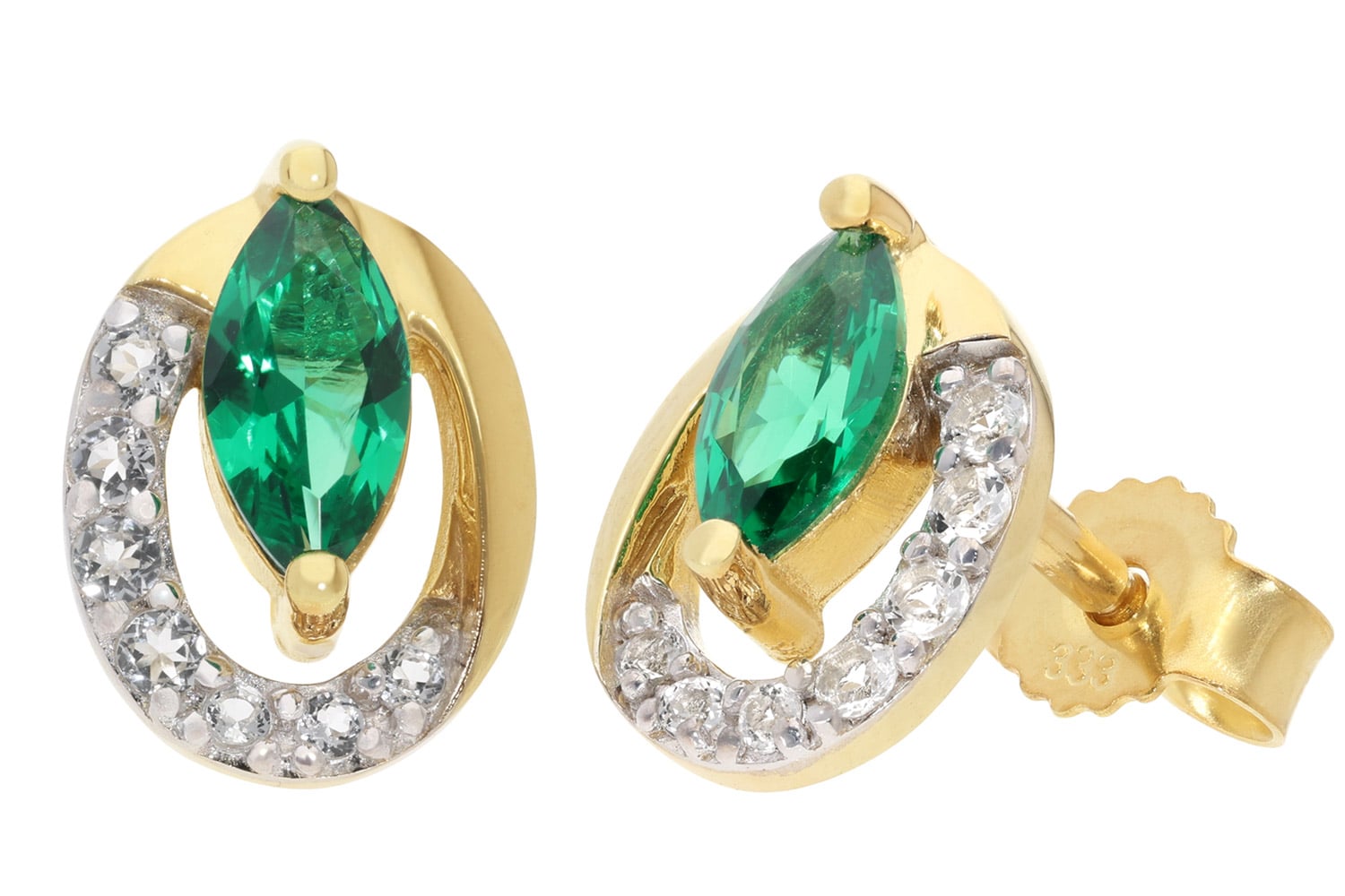 trendor 21175 Damen-Ohrringe Gold 333 / 8K Ohrstecker Smaragd
