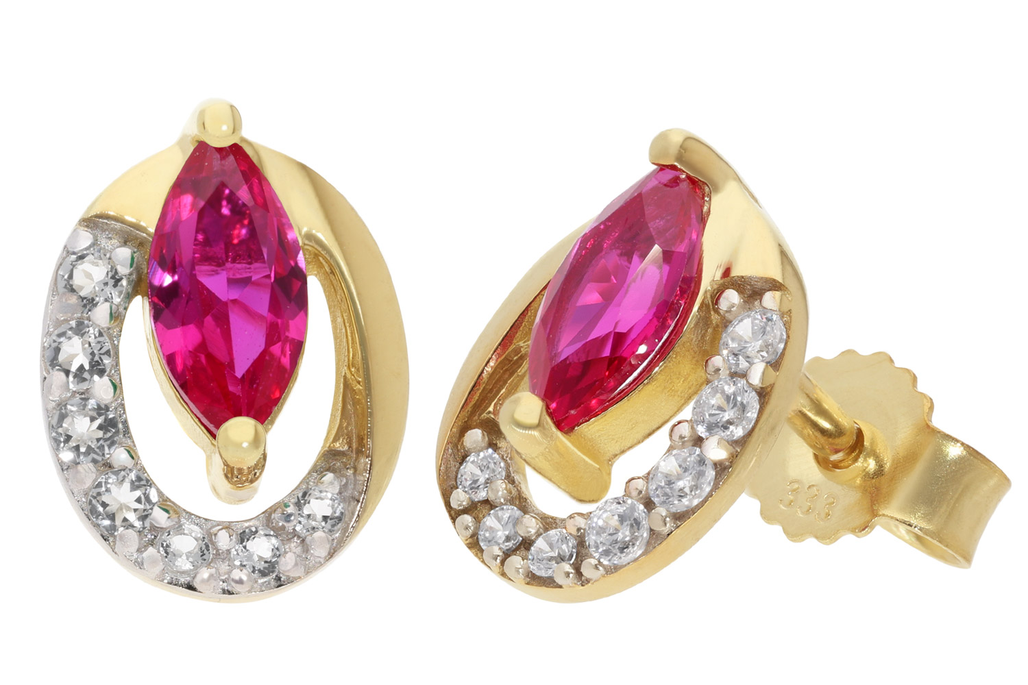 trendor 21176 Damen-Ohrringe Gold 333 / 8K Ohrstecker mit synthetischem Rubin