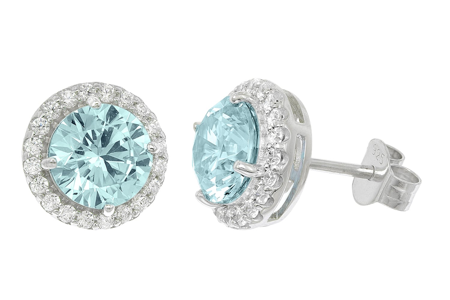 trendor 21318-03 Damen-Ohrringe 925 Silber Zirkonia-Ohrstecker Swiss Blau