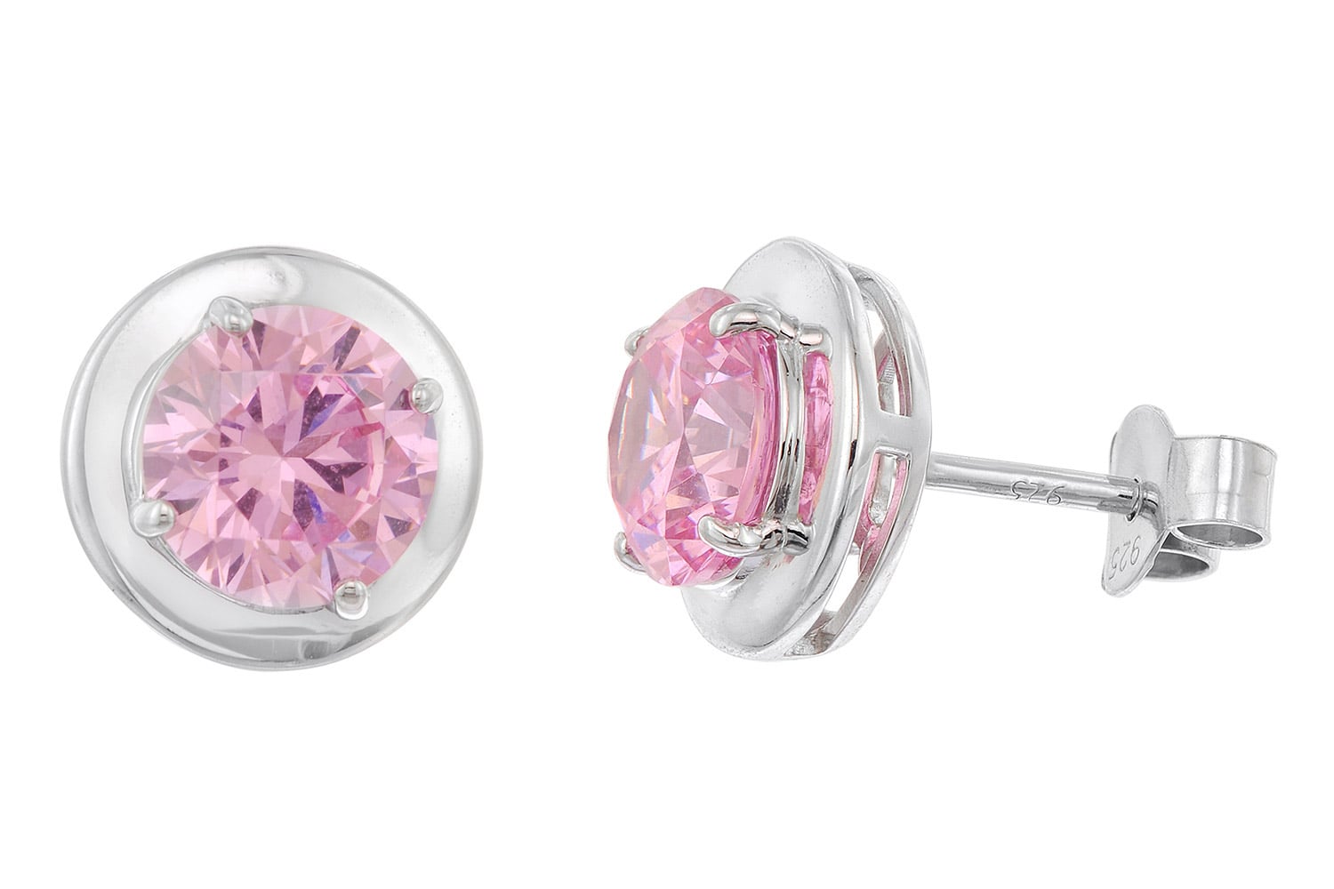 trendor 21326-09 Damen-Ohrringe 925 Silber Zirkonia-Ohrstecker Pink