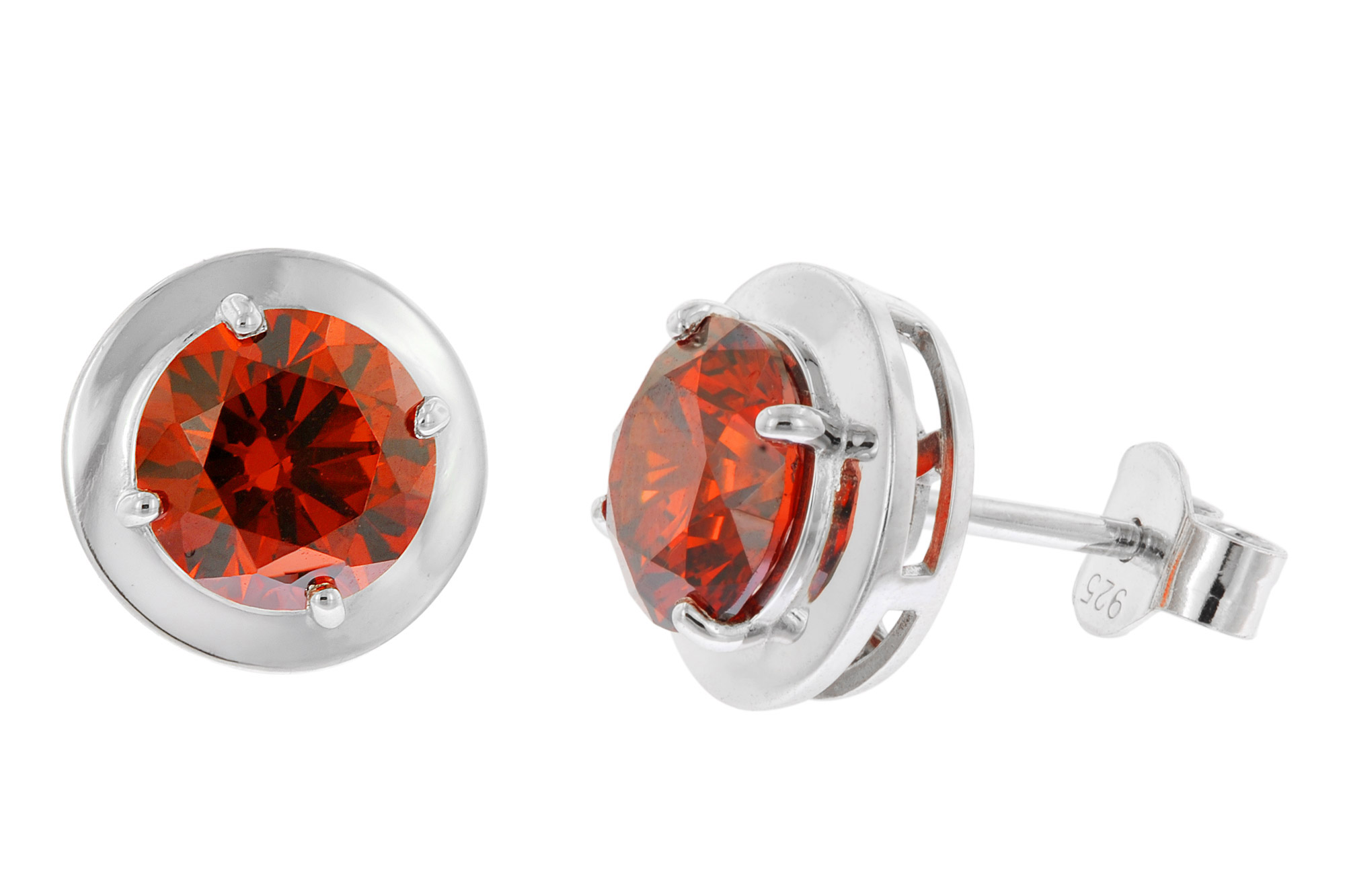 trendor 21326-16 Damen-Ohrringe 925 Silber Zirkonia-Ohrstecker Granatrot