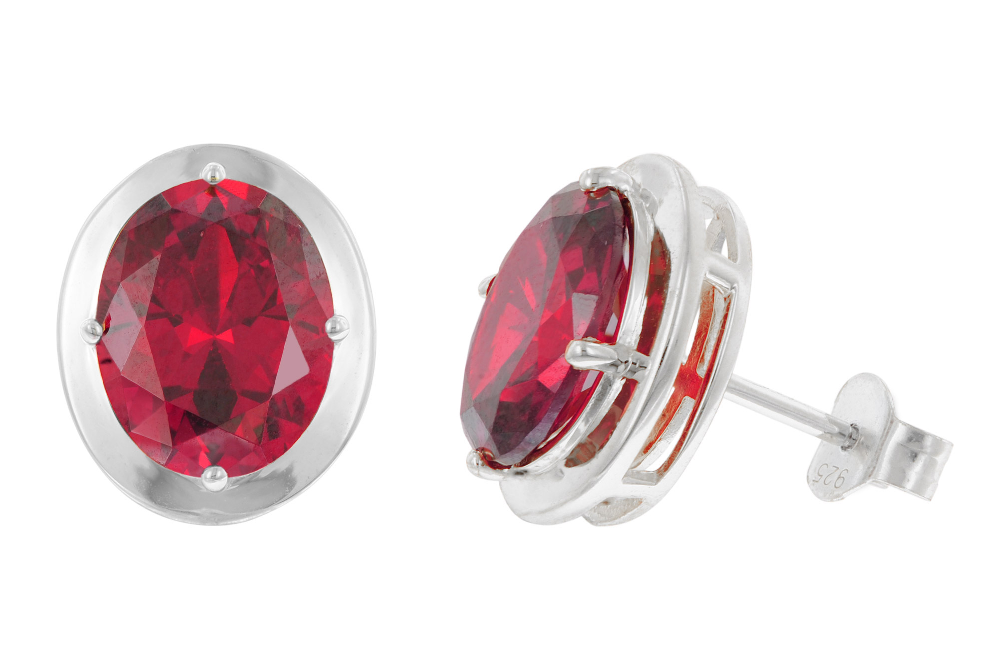 trendor 21340-08 Damen-Ohrringe 925 Silber Zirkonia-Ohrstecker Rubinrot
