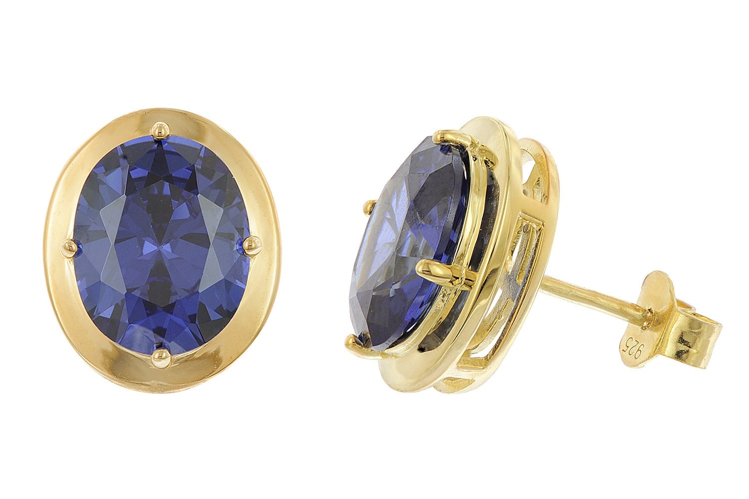 trendor 21346-06 Damen-Ohrringe Silber Vergoldet Zirkonia-Ohrstecker Blau