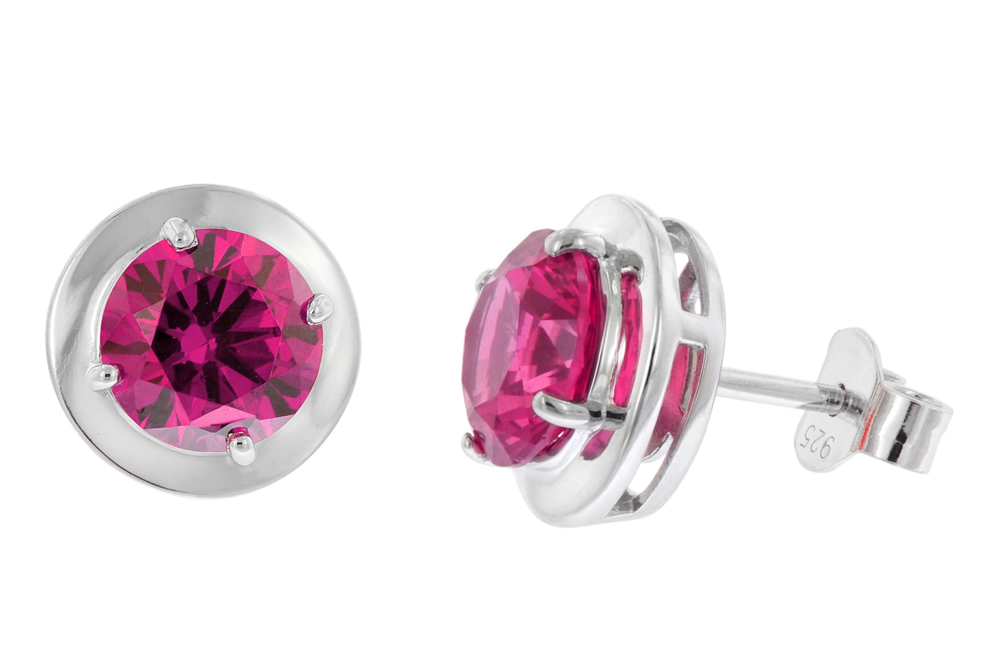 trendor 21362-08 Damen-Ohrringe 925 Silber Zirkonia-Ohrstecker Rubinrot