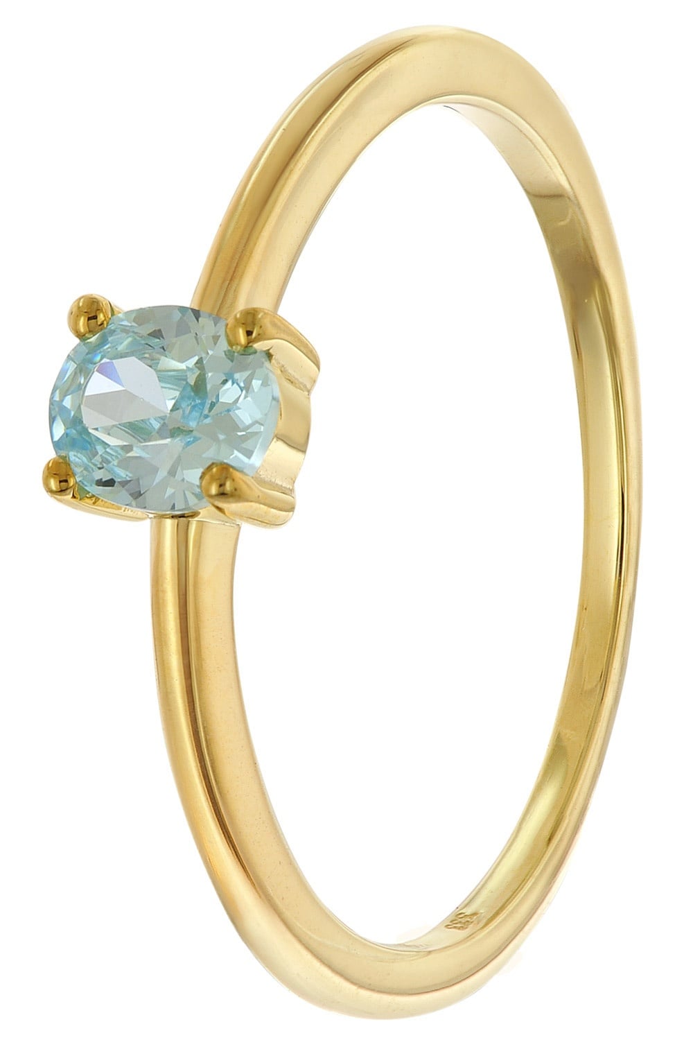 trendor 21370-03 Damenring 333 Gold (8k) Ovaler Zirkonia Hellblau