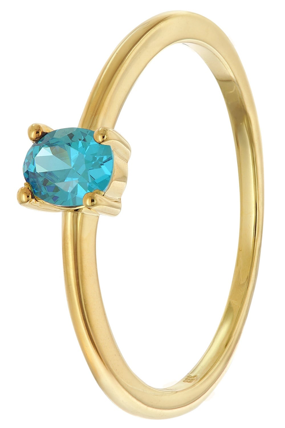 trendor 21370-04 Damenring 333 Gold (8k) Ovaler Zirkonia Londonblau