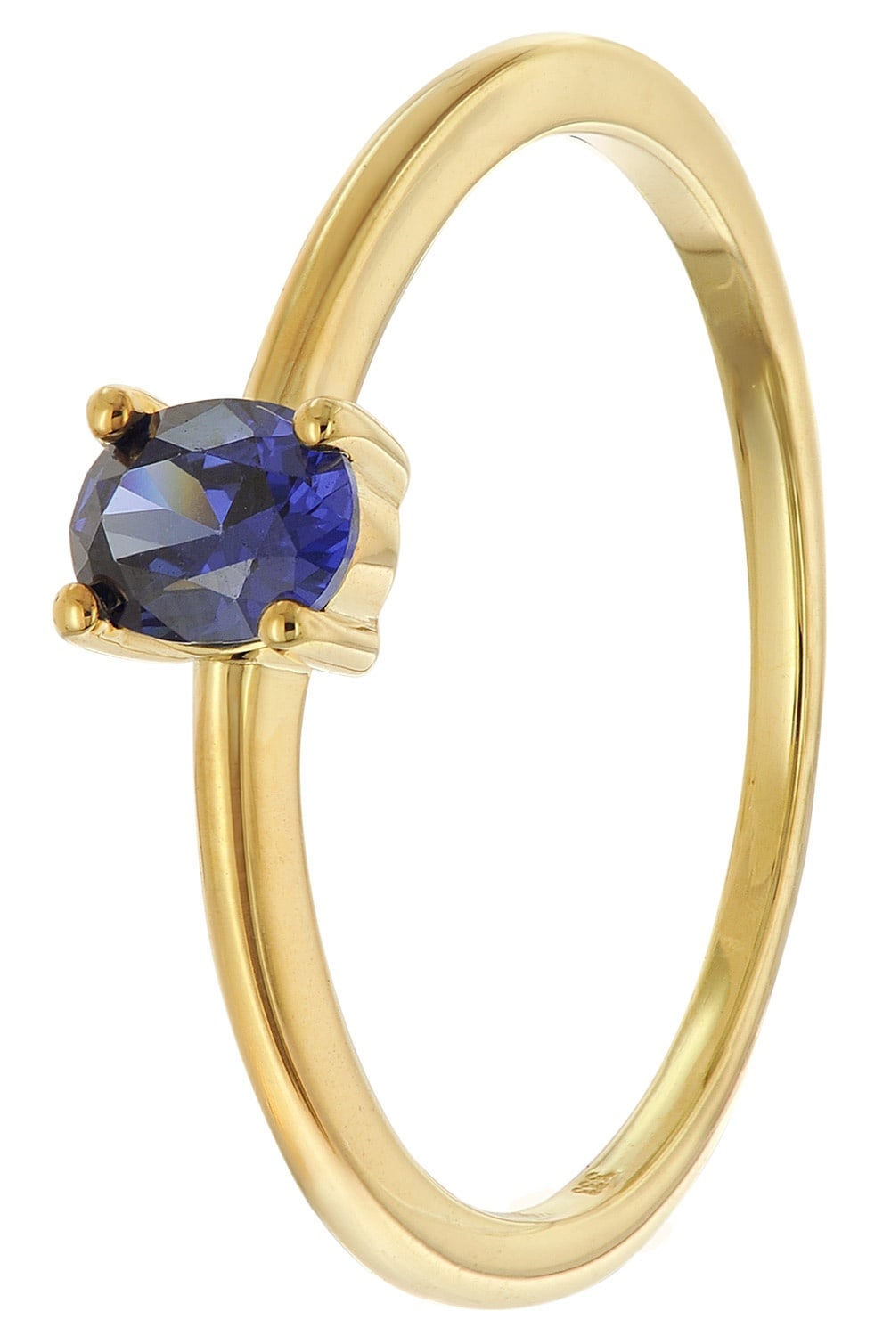 trendor 21370-06 Damenring 333 Gold (8k) Ovaler Zirkonia Dunkelblau