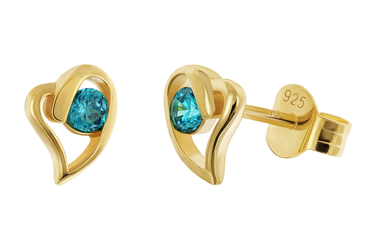 trendor 21412-04 Damen Ohrstecker 925 Silber Vergoldet Herz London-Blau