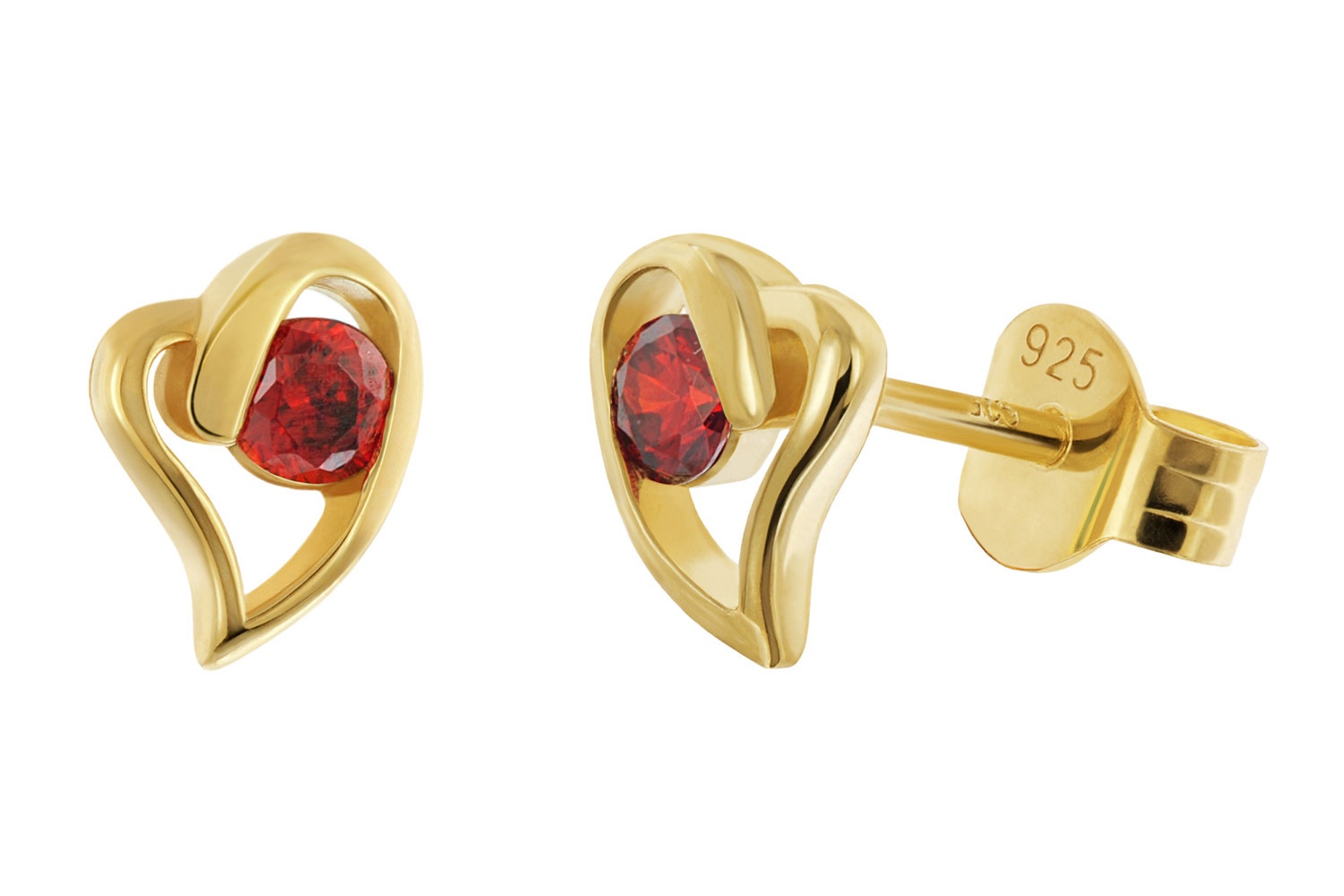 trendor 21412-16 Damenohrringe 925 Silber Vergoldet Zirkonia Granatrot