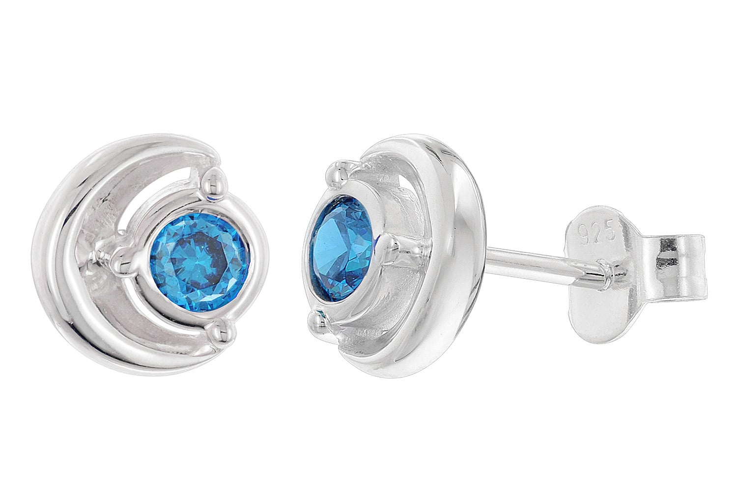 trendor 21422-05 Damen Ohrringe 925 Silber Ohrstecker Zirkonia Saphir-Blau