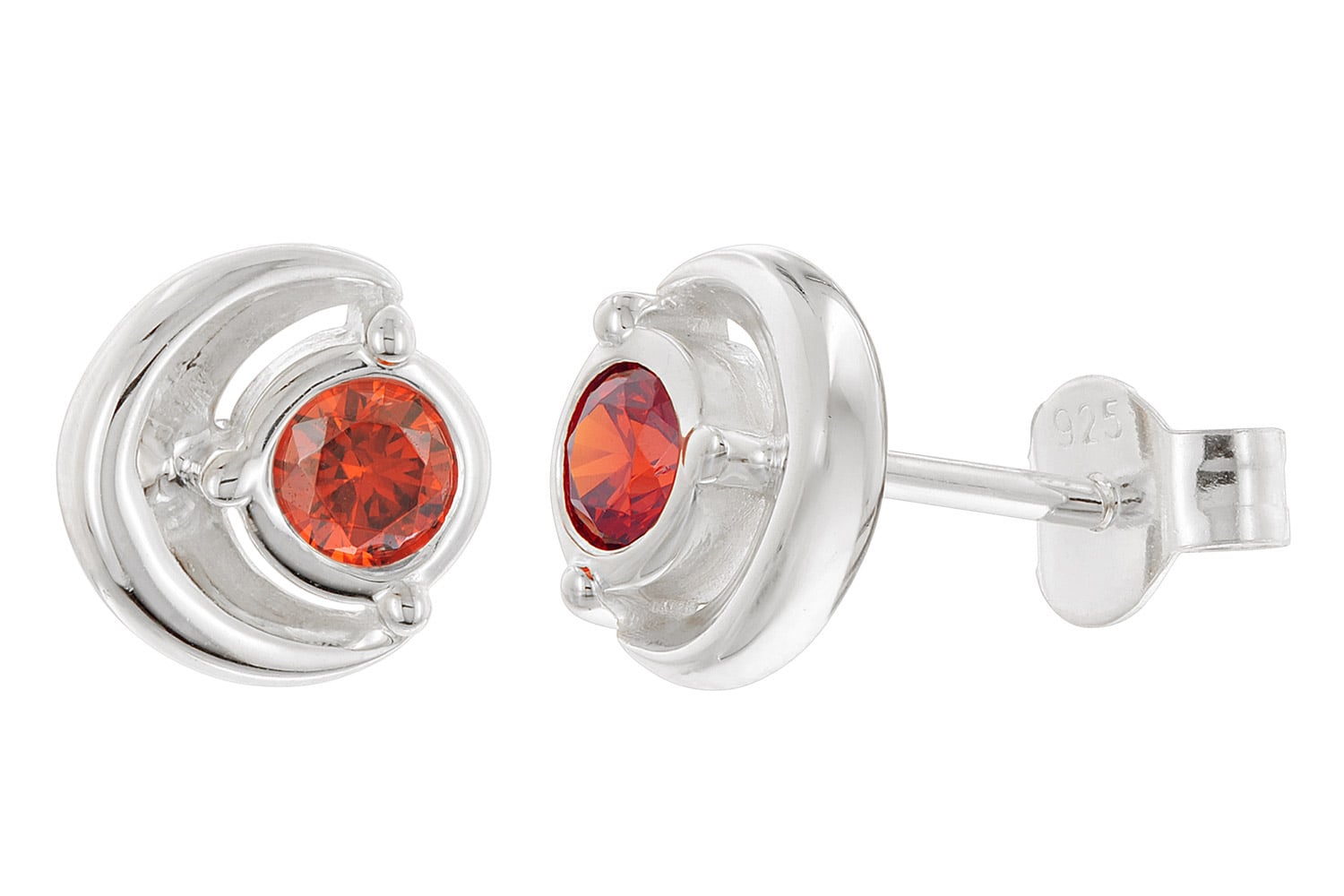 trendor 21422-07 Damen Ohrringe 925 Silber Ohrstecker Zirkonia Rot
