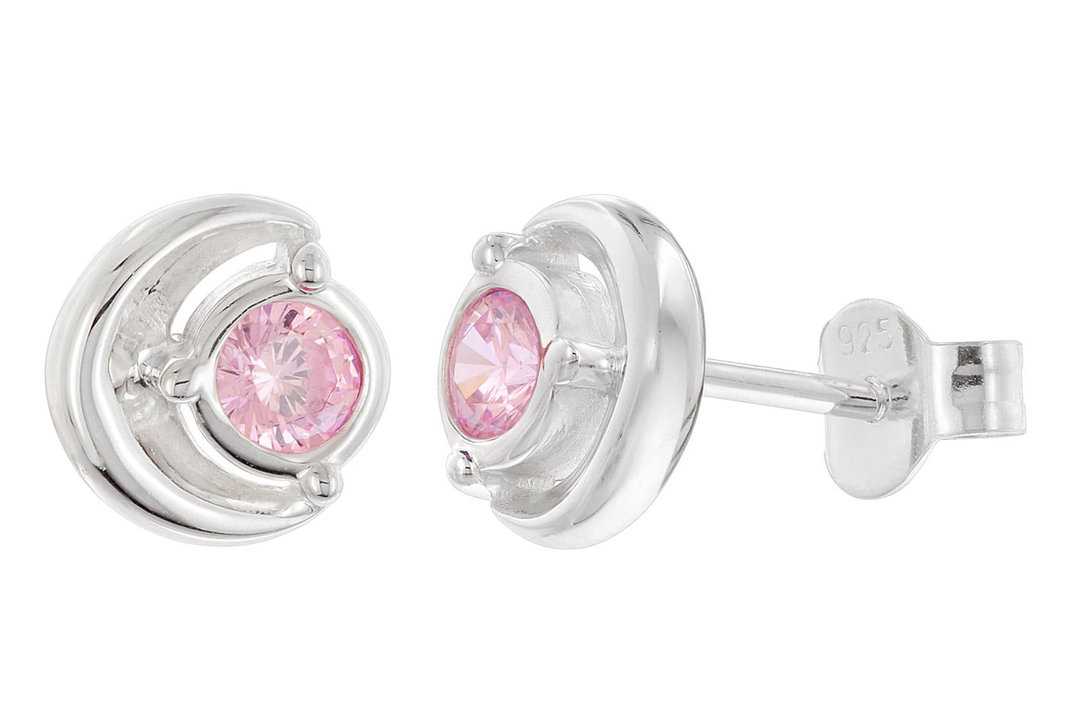 trendor 21422-09 Damen Ohrringe 925 Silber Ohrstecker Zirkonia Pink