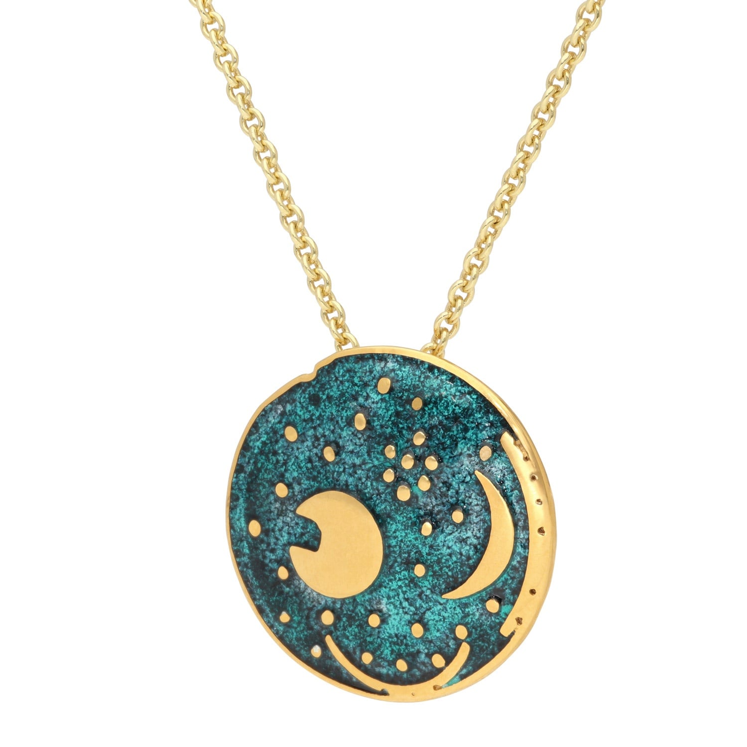 trendor 21454 Damenkette mit Himmelsscheibe von Nebra Silber grün/gold ⌀ 20 mm