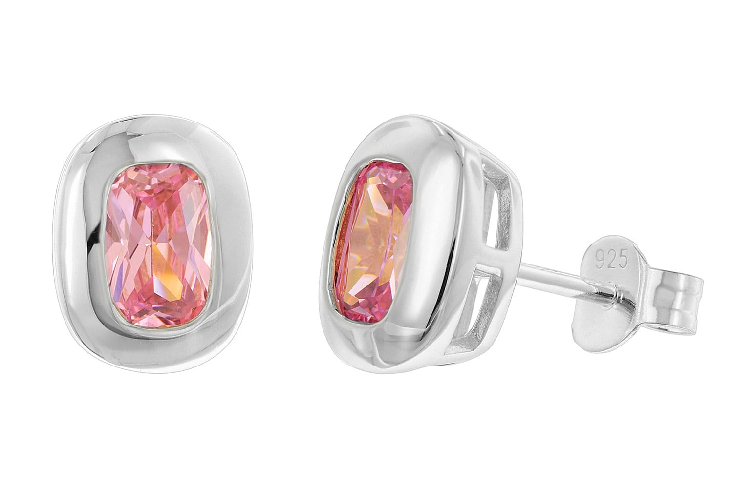 trendor 21440-09 Damen-Ohrringe 925 Silber Ohrstecker Zirkonia Pink