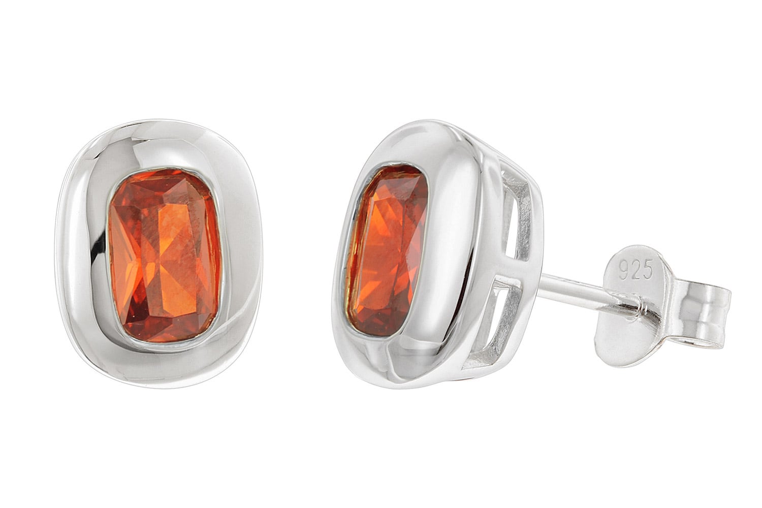 trendor 21440-10 Damen-Ohrringe 925 Silber Ohrstecker Zirkonia Orangerot