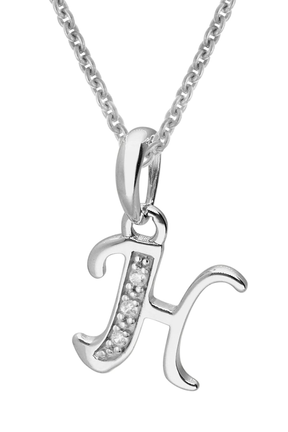 trendor 21240-H Halskette Mit Buchstaben H Anhänger 925 Silber Rhodiniert