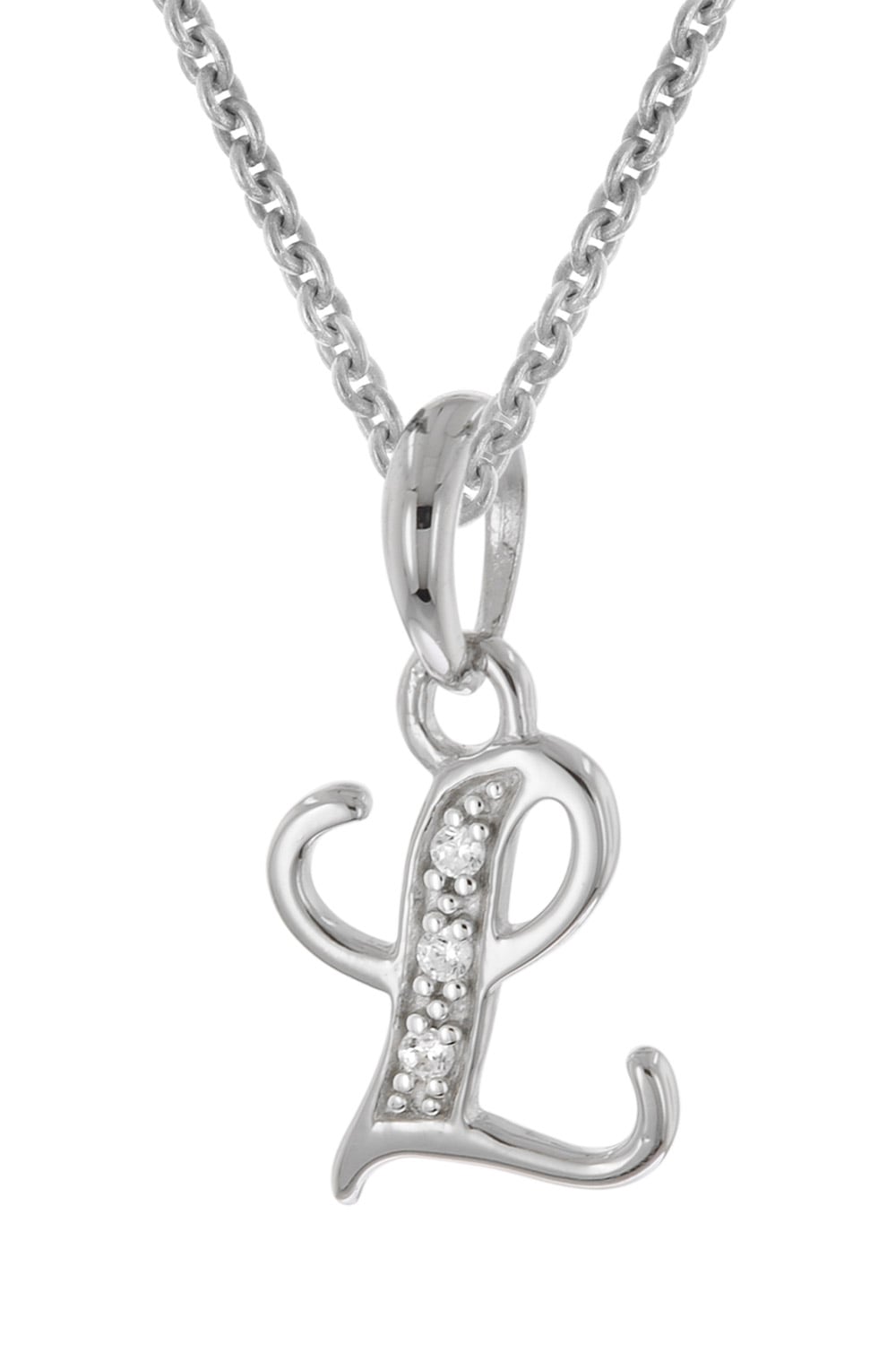 trendor 21240-L Halskette Mit Buchstaben L Anhänger 925 Silber Rhodiniert