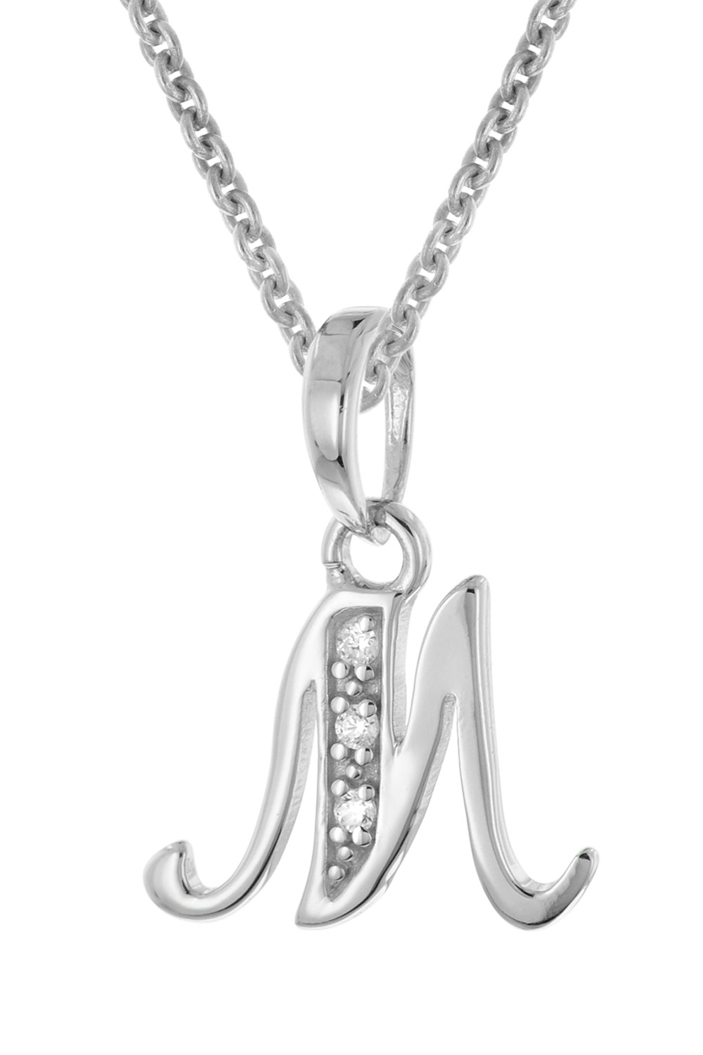 trendor 21240-M Halskette Mit Buchstaben M Anhänger 925 Silber Rhodiniert