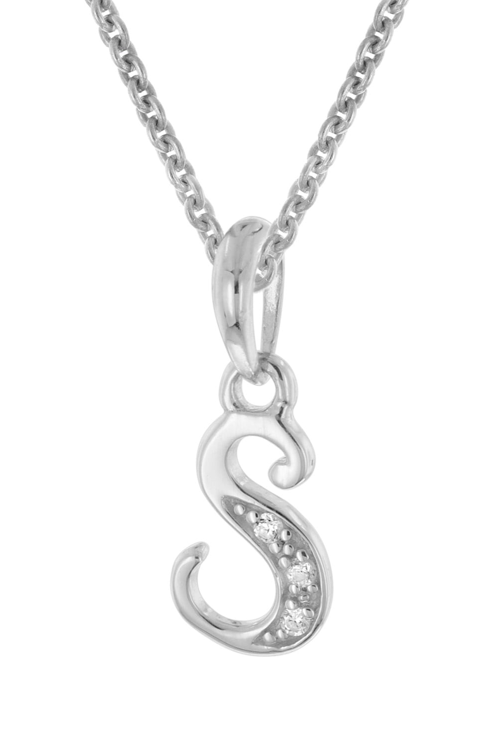 trendor 21240-S Halskette Mit Buchstaben S Anhänger 925 Silber Rhodiniert trendor 21240-S Halskette Mit Buchstaben S Anhänger 925 Silber Rhodiniert