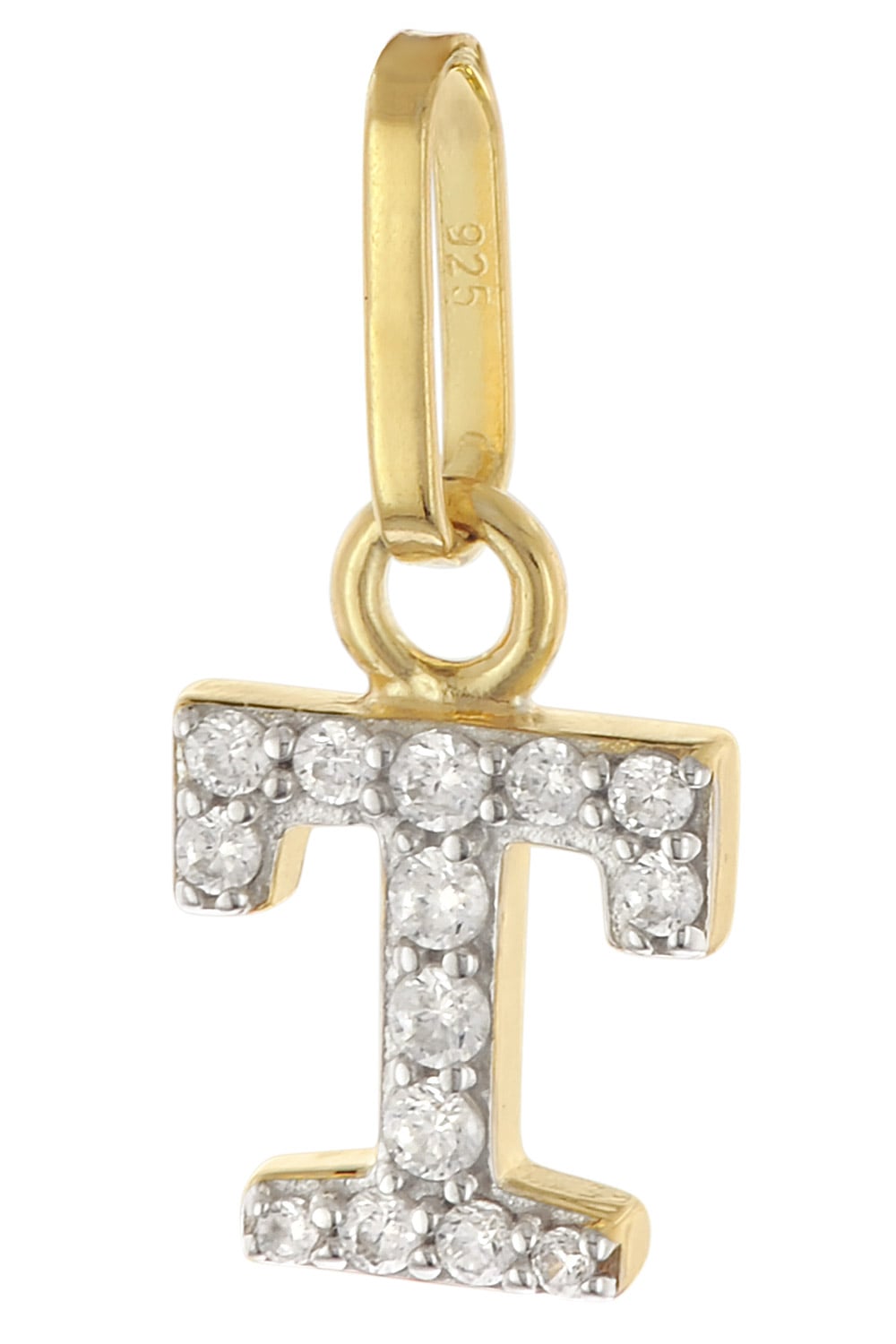 trendor 21284-T Buchstaben-Anhänger T 925 Silber Vergoldet