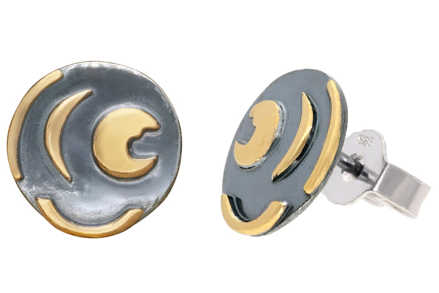 trendor 21546 Ohrringe Himmelsscheibe von Nebra 925 Silber schwarz/gold ⌀10 mm