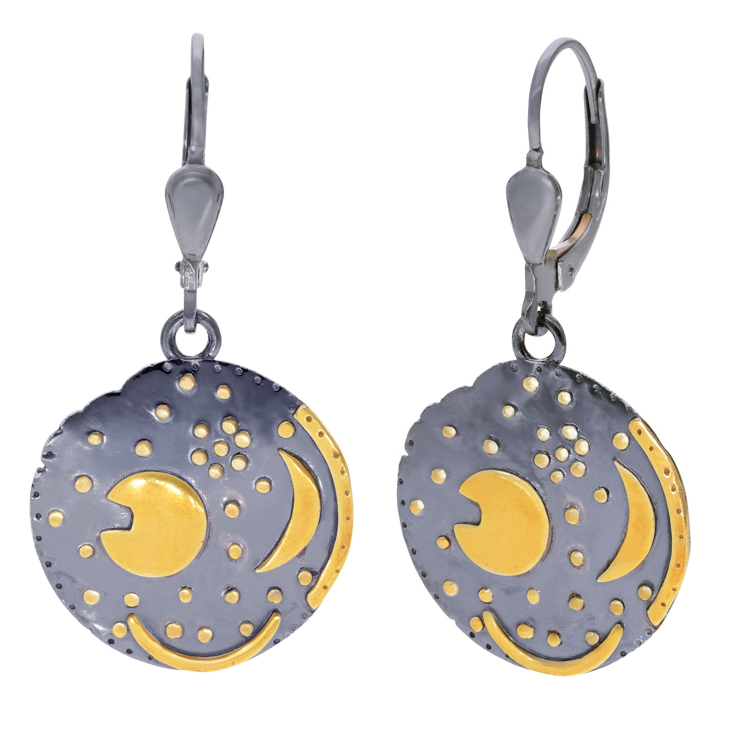 trendor 21547 Ohrringe Himmelsscheibe von Nebra 925 Silber schwarz/gold ⌀18 mm