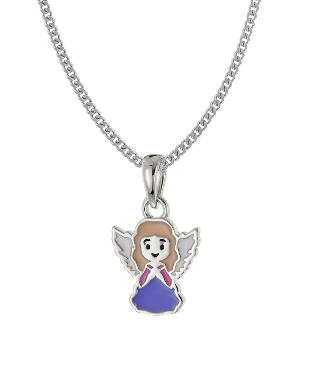 trendor 21550 Kinder-Halskette mit Engel-Anhänger 925 Silber Emailliert
