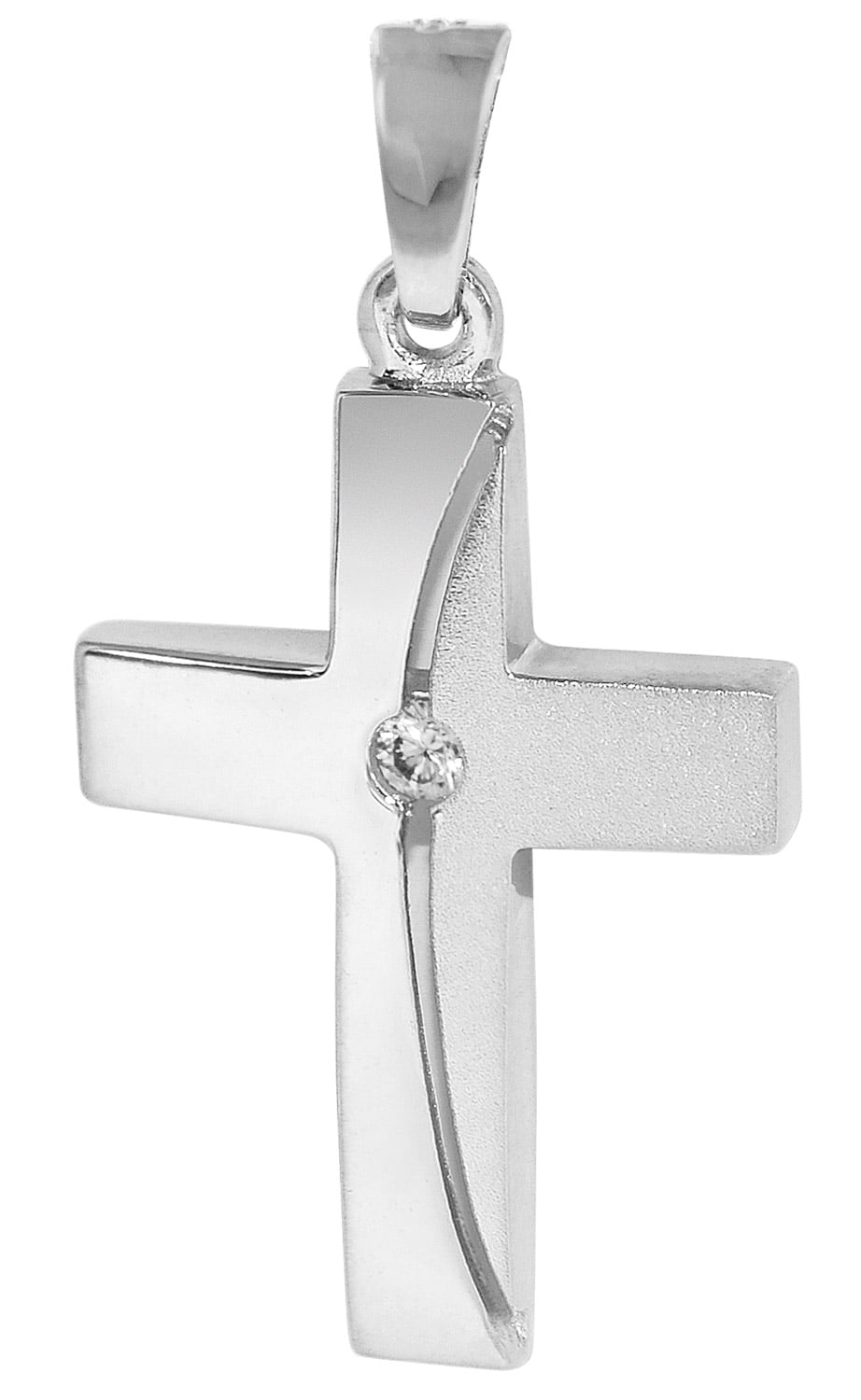 trendor 21553 Kreuz Anhänger 925 Silber mit Zirkonia 21x15 mm