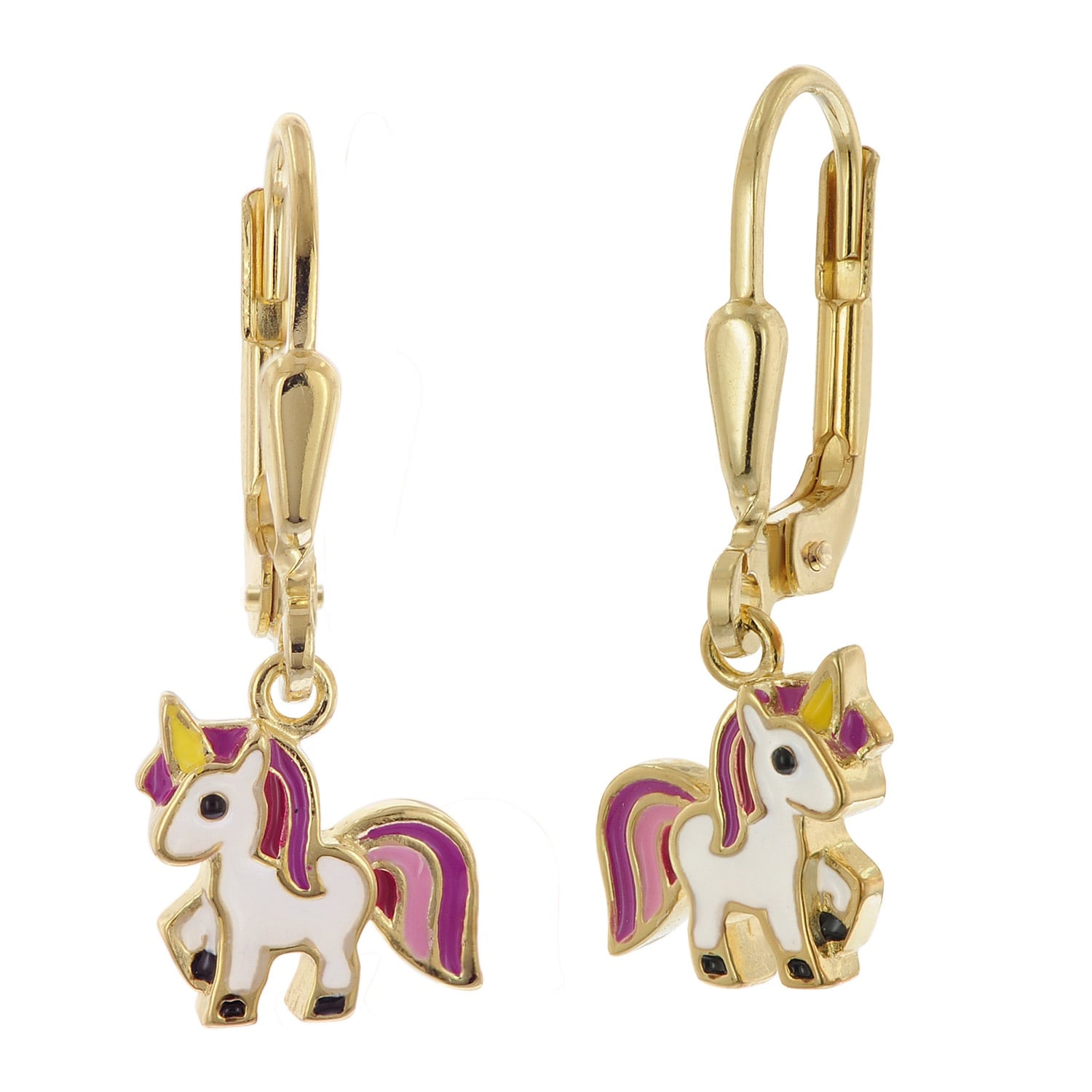 trendor 21559 Mädchen-Ohrringe Einhorn 925 Silber Vergoldet Ohrhänger