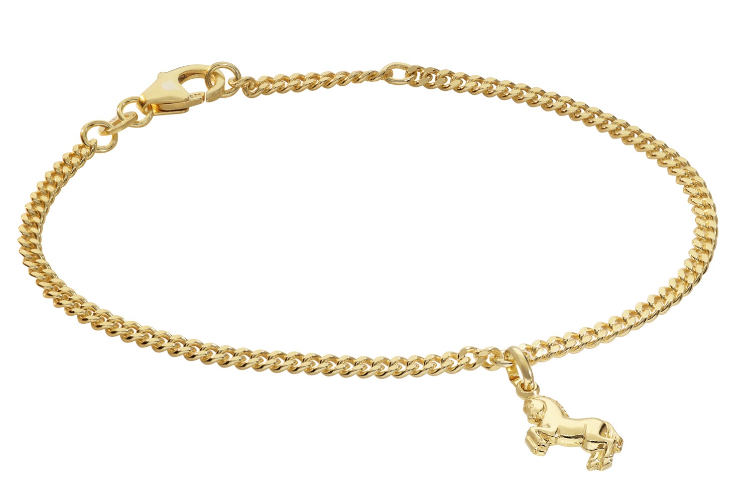 trendor 21584 Mädchen-Armband mit Pferd 925 Silber Vergoldet Panzerband