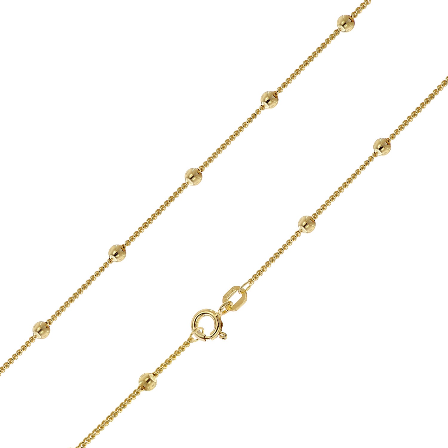 trendor 21617 Damen-Halskette 925 Silber Vergoldet Kugelkette 42 cm