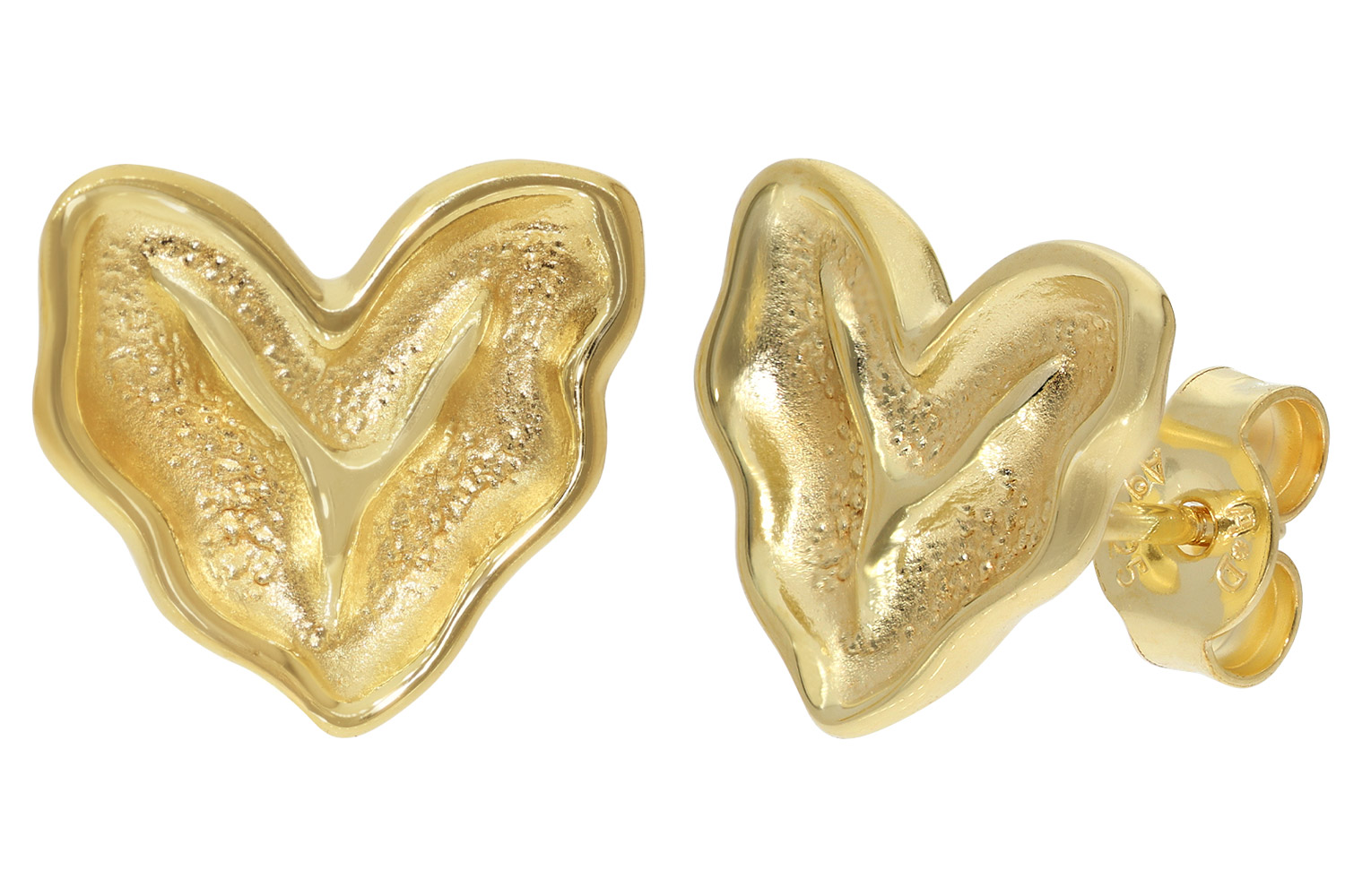 trendor 21563 Damen-Ohrringe Herz-Ohrstecker 925 Silber Vergoldet