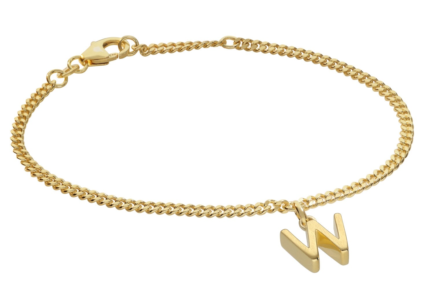 trendor 21602-W Mädchen-Armband mit Buchstabe W 925 Silber Vergoldet