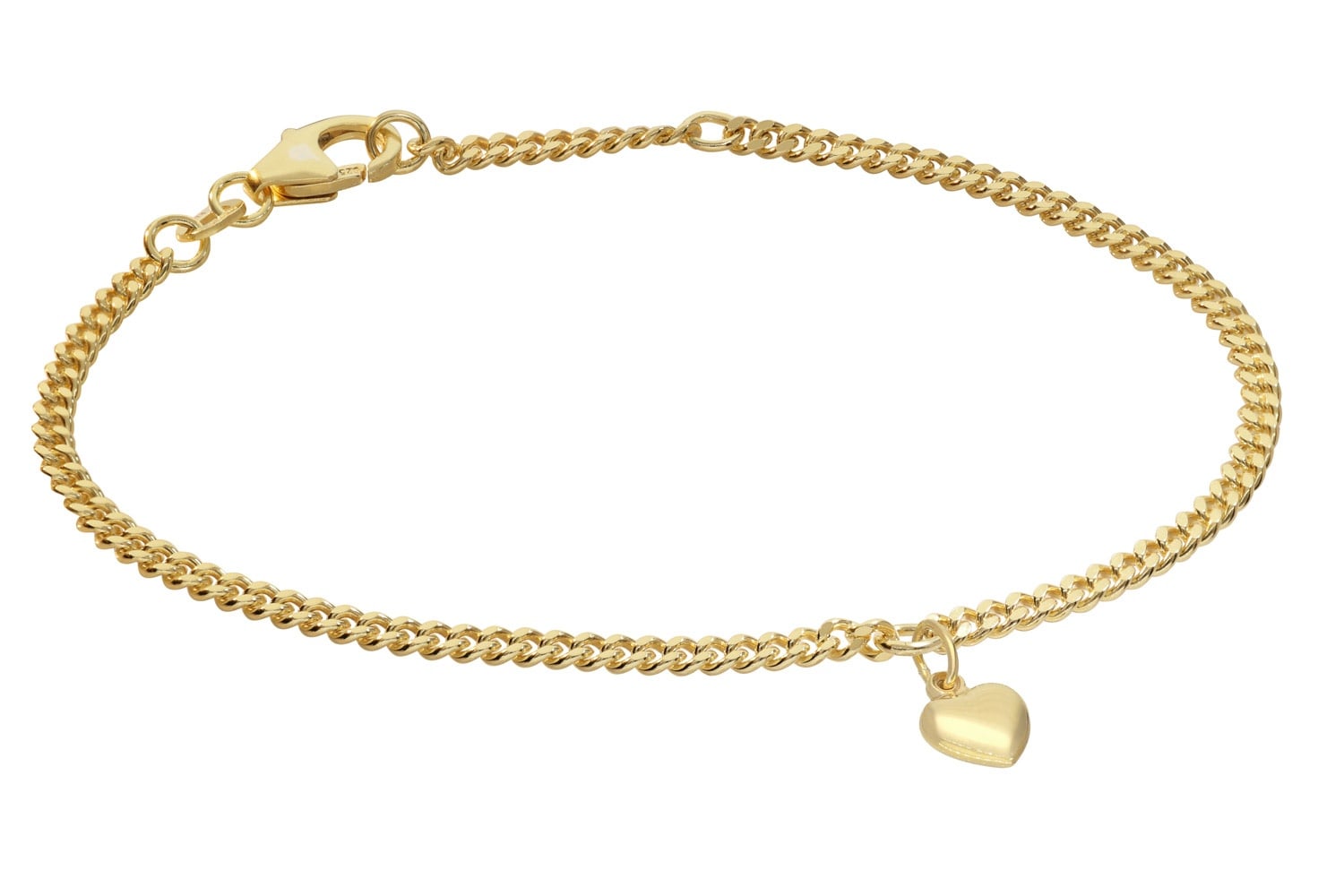 trendor 21579 Mädchen-Armband mit Herzchen 925 Silber Vergoldet Panzerband