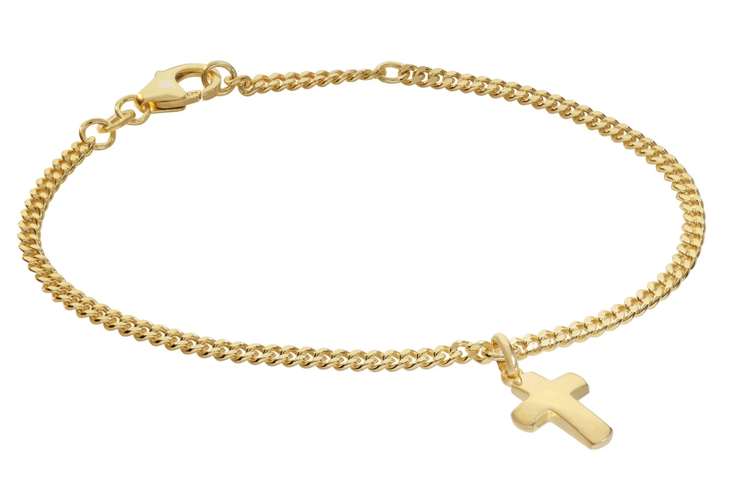 trendor 21581 Mädchen-Armband mit Kreuz 925 Silber Vergoldet Panzerband