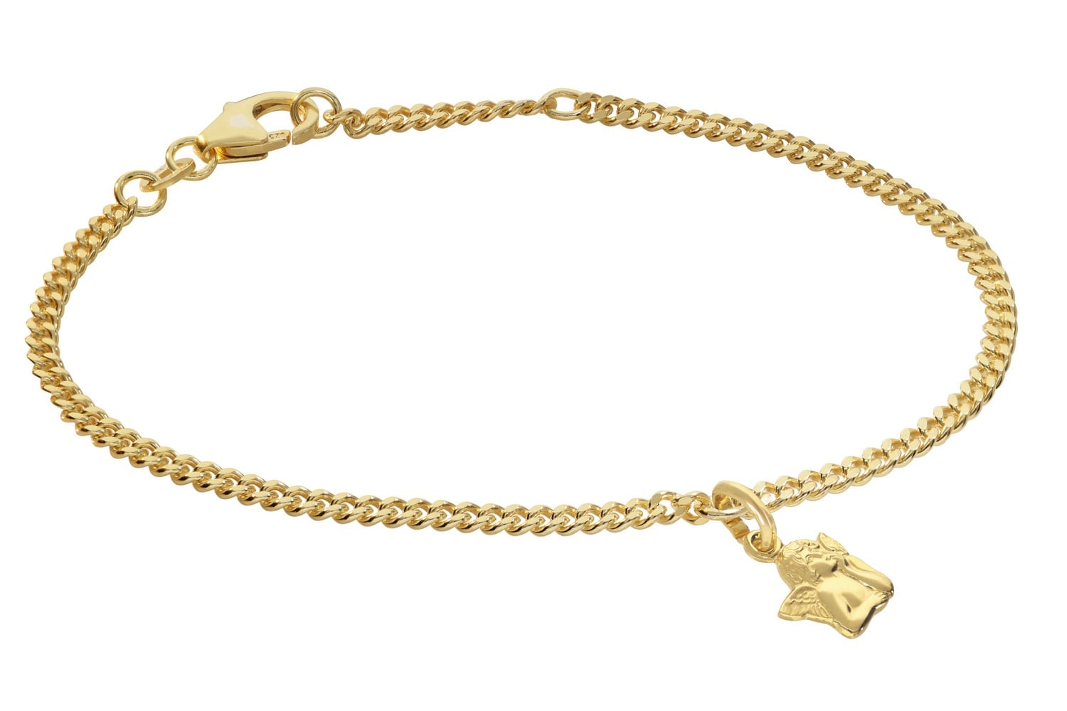 trendor 21589 Mädchen-Armband mit Engel 925 Silber Vergoldet Panzerband