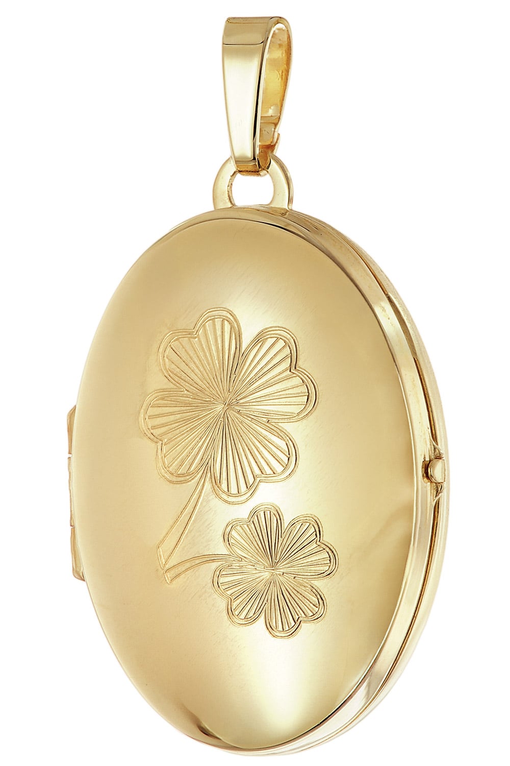 trendor 21565 Medaillon-Anhänger mit Kleeblatt-Gravur 925 Silber Vergoldet
