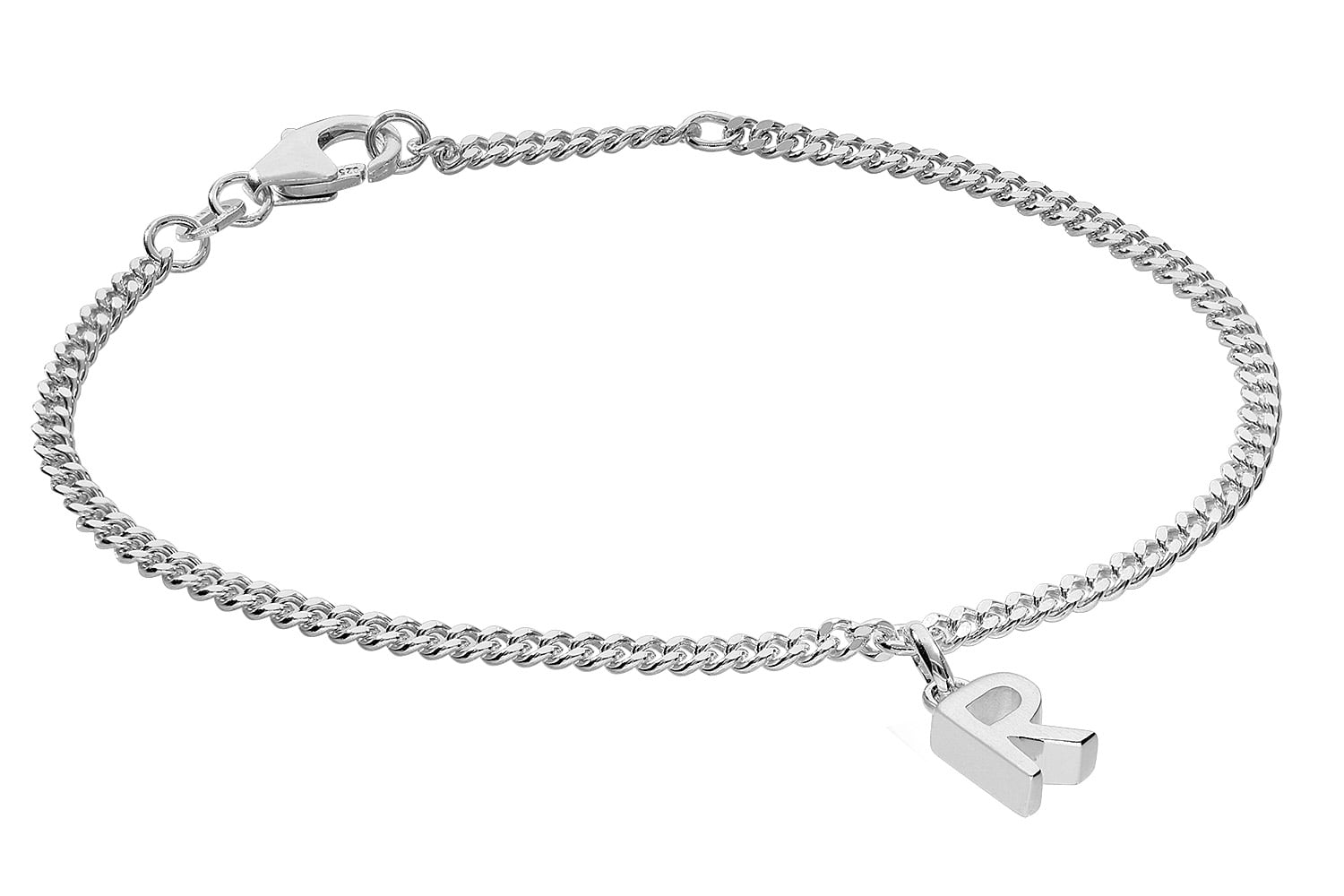 trendor 21590-R Mädchen-Armband mit Buchstabe R 925 Silber Rhodiniert