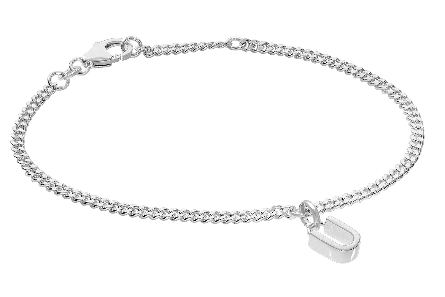 trendor 21590-U Mädchen-Armband mit Buchstabe U 925 Silber Rhodiniert